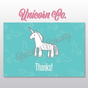 Licorne Merci Note 4 "x 6" || Téléchargement instantané || Carte de remerciement Licorne || Carte plate || Carte de correspondance pliée || Marketing de marque