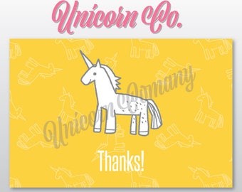 Unicorn Thank you Note 4" x 6" || Instant Download || Unicorn Thank you Card || Flat Card || Folded Note Card || Marketing Branding