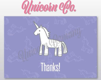 Unicorn Thank you Note 4" x 6" || Instant Download || Unicorn Thank you Card || Flat Card || Folded Note Card || Marketing Branding