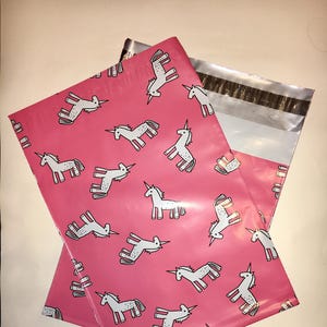 100 Pink Unicorn 10x13 Flat Poly Mailers 100 Pack Self Sealing Flat Mailers Shipping Envelope Bags LULA Unicorn Bags image 3