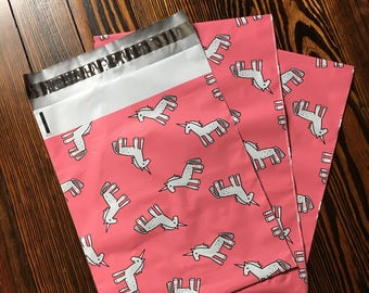 100 Pink Unicorn 10x13" Flat Poly Mailers || 100 Pack || Self Sealing Flat Mailers || Shipping Envelope Bags || Unicorn Bags