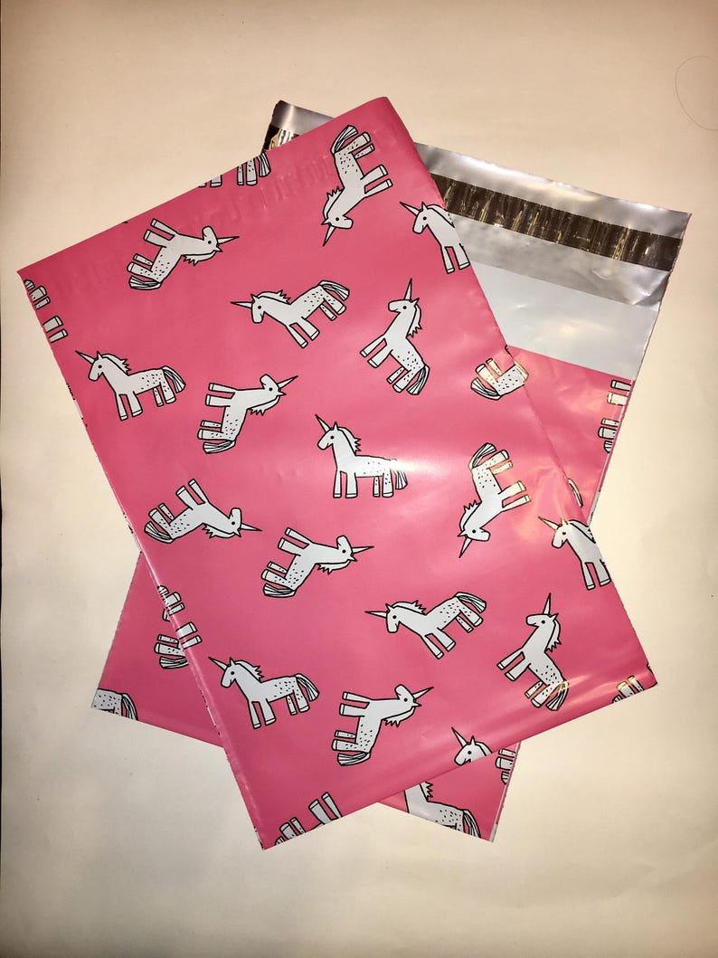 100 Pink Unicorn 10x13 Flat Poly Mailers 100 Pack Self Sealing Flat Mailers Shipping Envelope Bags LULA Unicorn Bags image 3