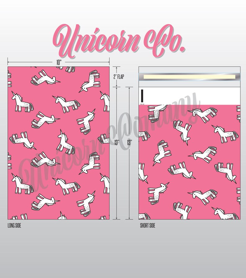100 Pink Unicorn 10x13 Flat Poly Mailers 100 Pack Etsy