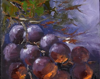 Grapes. Original oil painting. Oil on canvas.