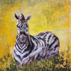 Zebra original oil painting, Animal painting, Home decor, Wall art, Collectible, Gift, Wild life painting, Zebra art, Safari art.