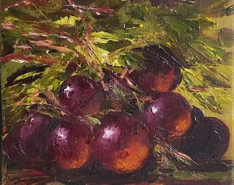 Globe grapes. Original Oil Painting. Oil on Canvas.