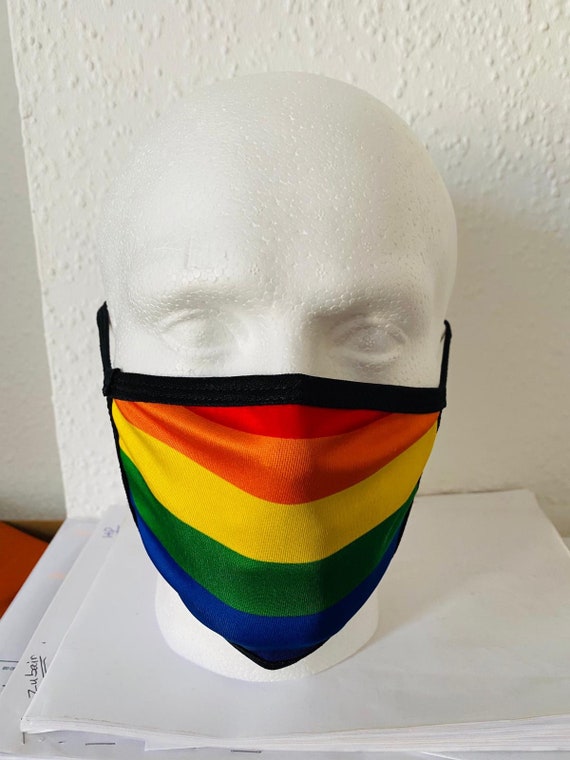 Rainbow face mask reusable washable poly cotton double layered Etsy