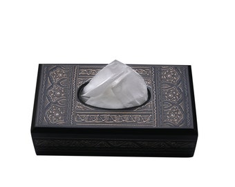 Handmade Wooden Tissue Box, Lacquer Art Tissue Box, Pure Wood Tissue Box, Handcrafted Tissue Box | Customized Gift For Her/him