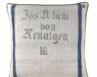 Antique Austrian Grain Sack Pillow from the 1800s - 24" x 24"