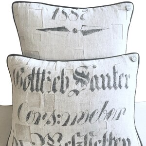 Antique German Grain Sack Pillow from 1887 21 x 21 image 2