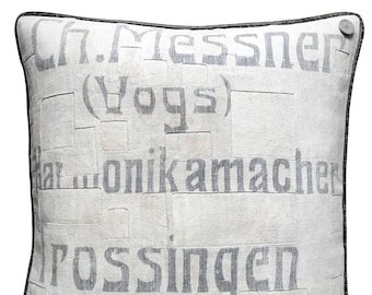 Antique German Grain Sack Pillow  -  22 x 22"