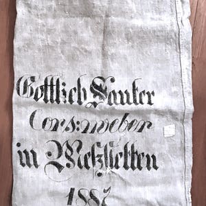 Antique German Grain Sack Pillow from 1887 21 x 21 image 4