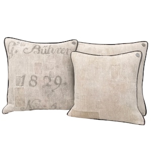 Antique German Grain Sack Pillow from 1829 -  20x 20&quot;