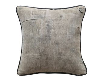 Antique German Grain Sack Pillow from 1903 - 14" x 14"