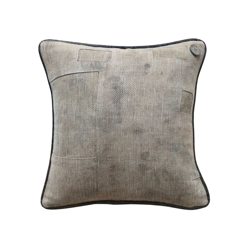 Antique German Grain Sack Pillow from 1903 14 x 14 image 1