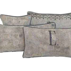 Antique German Grain Sack Pillow from 1903 14 x 14 image 3