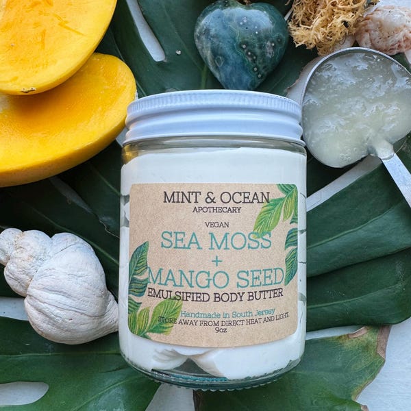 Sea Moss + Mango Seed Emulsified Body Butter • Handmade • Vegan