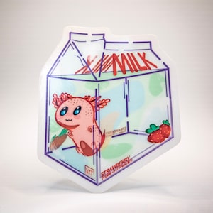 Adesivos de leite com morango Axolotl