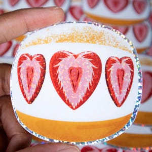 Holografischer cremefarbener Donut-Sticker