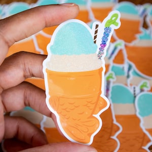 Pegatina holográfica de helado Taiyaki