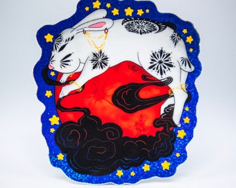 Holographic Rabbit on Moon Sticker