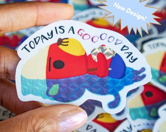 Pegatina holográfica de Pascal "Buen día" de ACNH