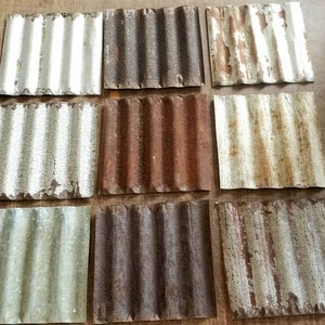 40 pcs  8&quot; x 8&quot; Reclaimed  Corrugated Metal Tiles Free shipping