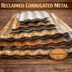 20 pieces of VARYING  SIZES  Cut From Vintage Reclaimed Corrugated Rustic Metal Tin Roofing