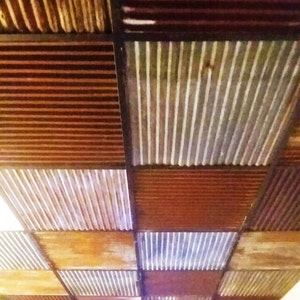10 pieces of Antique Drop Ceiling Tiles Reclaimed from Vintage Corrugated Metal Barn Tin image 1