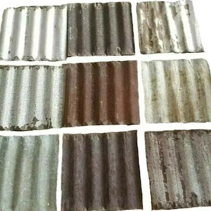 100 Rustic Reclaimed Corrugated Metal Barn Tin Tiles (6&quot;x6&quot;)