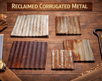20 Vintage Corrugated Metal Roofing Tiles, Rustic Reclaimed Barn Tin