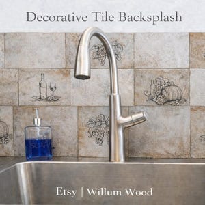 Decorative Rustic Backsplash Reclaimed Metal Wall Tiles Vineyard Wine Grapes