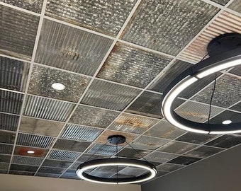 10 PCS Reclaimed Corrugated Drop Ceiling Tiles