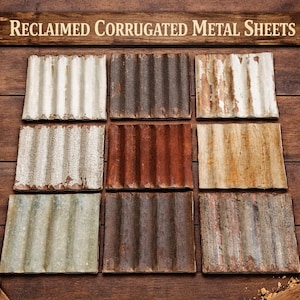 40 PCS 8” x 8” Mixed Color Corrugated Barn Metal | Rustic Reclaimed Style | Craft & DIY Metal Sheets