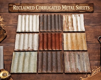 40 PCS 8” x 8” Mixed Color Corrugated Barn Metal | Rustic Reclaimed Style | Craft & DIY Metal Sheets
