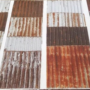 20 pcs. of VARYING SIZES CUT From Vintage Reclaimed Corrugated Rustic Metal Roofing Tiles