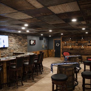 Salvaged Tin Reclaimed Corrugated Metal Sheets Drop Ceiling Tiles Restaurant Bar Decor