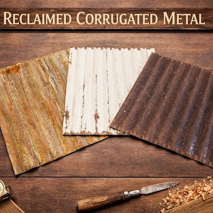 40 Reclaimed Corrugated Metal Tiles – 10" x 10" Mixed Rust Patina Panels – Rustic Craft & Decor Sheets