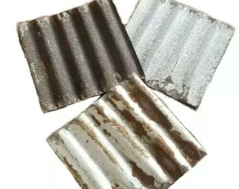 100 pieces of 6" x 6"  Rustic Reclaimed Corrugated  Metal Barn Tin