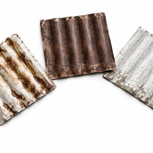 100 Reclaimed Corrugated Metal Tiles – 6" x 6" Rusty Steel Squares – Mixed Patina for Crafts, Decor & DIY Projects image 6