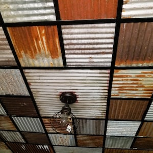 40 sq. ft. Metal Drop Ceiling Tiles Reclaimed Corrugated Barn Roofing Tin (Mixed Sizes) free shipping