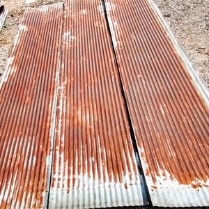 Reclaimed Corrugated Barn Metal Roofing Good for Wainscot, Awning, Porches, Crafts, Cabinet Doors, Ceilings, Back Splash, FREE shipping image 2