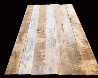 7 pcs Reclaimed Oak Barn Lumber Wood Board Planks