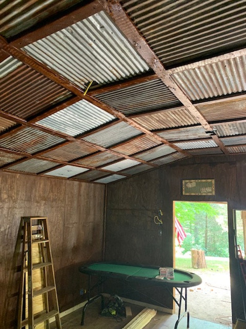 10 pieces of Antique Drop Ceiling Tiles Reclaimed from Vintage Corrugated Metal Barn Tin image 3