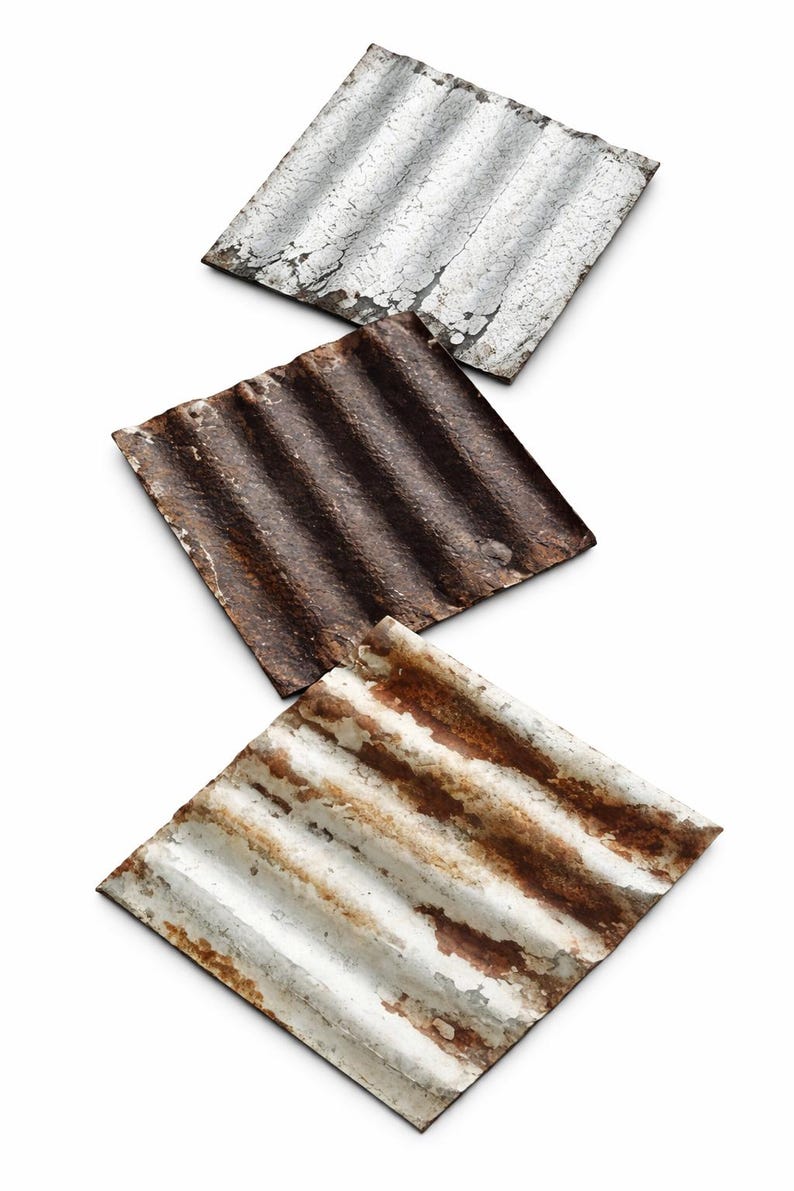 100 Reclaimed Corrugated Metal Tiles – 6" x 6" Rusty Steel Squares – Mixed Patina for Crafts, Decor & DIY Projects image 7