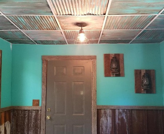 24 X 24 Reclaimed Tin Ceiling Tiles Cut From Etsy