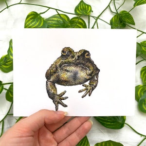 Illustration aquarelle originale de crapaud, format carte postale A6