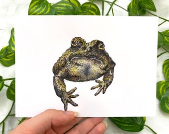 Original artwork toad watercolour illustration A6 postcard size