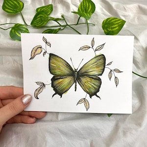 Illustration aquarelle papillon originale au format carte postale A6
