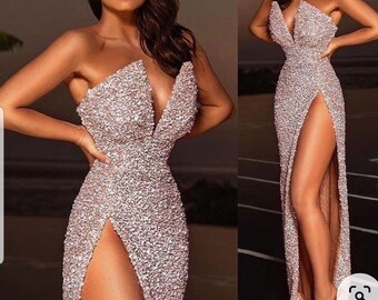 slit sequin dress